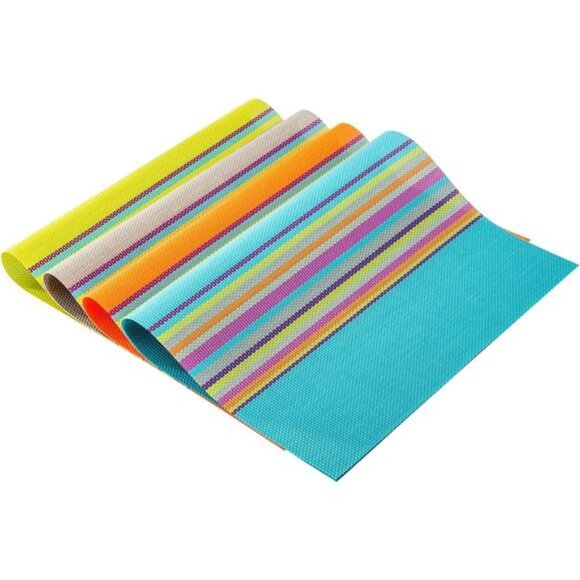 Placemats Set of 4 Colorful Woven Vinyl Place Mats for Dining Table - Picture 5 of 8